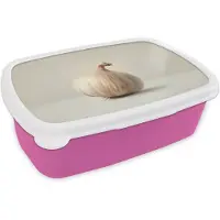 MuchoWow Broodtrommel Roze - Lunchbox Knoflook - Natuurlijk - Beige - Brooddoos 18x12x6 cm - Brood lunch box - Broodtrommels voor kinderen en volwassenen