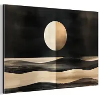 MuchoWow Aluminium schilderij 150x100 cm - Wanddecoratie metaal - Maan - Cirkel - Goud - Metalen muurdecoratie woonkamer - Decoratie industrieel - Foto op dibond - Industriële accessoires slaapkamer