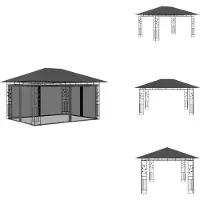 vidaXL Paviljoen met muggengaas, 4x3x2,73 m, antraciet, 180 g/m² - Paviljoenen & feesttenten