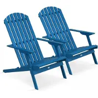 Oviala - 2 inklapbare eucalyptus houten fauteuils in de kleur Pacific blauw - Calgary