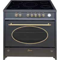 Gurari - fornuis - Elektrisch fornuis - GCH E 912 BL r Retro - Keramische kookplaat - kookplaat - kookplaat van glas - 90 cm - Zwart Fornuis - Elektrisch XXL Oven - 121 L