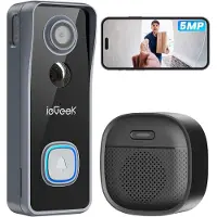 IeGeek Deurbel Camera Draadloos 5MP - videodeurbel - geen abonnement - nachtzicht - 2-weg audio - PIR-bewegingsdetectie - 2,4 GHz wifi