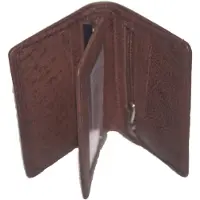 Oi bruin gemêleerd lederen pasjesmapje met ruimte voor wat kleingeld en biljetten / leren creditcard houder zeer klein / compact maar compleet beursje / RFID SAFE / bruin leer / 393Brown