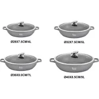 ROYAL SWISS Braadpan, stenen coating - 28cm Grijs 4l - Beschikbaar in 4 maten en 2 kleuren
