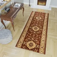 Tapiso Yesemek Tapijtloper Bruin Klassiek Woonkamer Gang Vloerkleed Maat- 100x1000