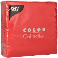 Papstar 100 x Papieren tafel servetten 33cm 1 Laag Ecolabel Rood Milieuvriendelijk biologisch gerecyclede bbq | picknick | feest |