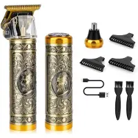 Phreeze 5 in 1 Draadloze Baardtrimmer + Neustrimmer - USB C Oplaadbaar - Professionele Barber Tondeuse - Shaver - Oortrimmer - Waterdicht - Kerst Verjaardag Sinterklaas Cadeau Mannen - Trimmer Baard - Goud
