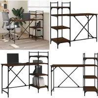 The Living Store De Living Store computerbureau met plank, bruin eikenhout-look, 120x47x109 cm