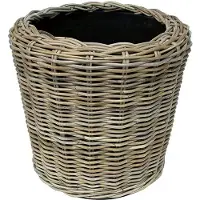 WDMT Rotan plantenmand – Ø 39 x 36 cm – waterdichte binnenpot – grijs
