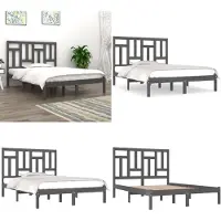 vidaXL Massief houten bed, grijs, grenen, 200x200 cm