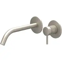 Ivy Aia Bond Wastafelmengkraan - 2-gats - met inbouwdeel - wandmontage - gebogen uitloop - coldstart - Geborsteld nickel PVD 6100353/6199001