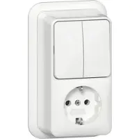 Gira combinatie serieschakelaar/stopcontact met randaarde 16A 250V - zuiver wit (417511)