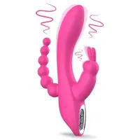 IVY LUX Oley - 3 in 1 Vibrator - Klassieke Tarzan Vibrator – G-spot, Clitoris & Anaal Stimulator – 7 Vibratiestanden – Waterdicht – USB Oplaadbaar – Rabbit Vibrator met Anaalkralen – Stil & Siliconen