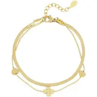 Yehwang Armband met klavertje en hartje - Goudkleurig - Unisex - Minimalistisch - Stainless Steel - Sieraden - Cadeau