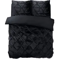 Sleeptime dekbedovertrek Pintuck - velvet - zwart - 140x220