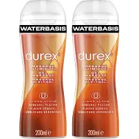 Durex - Massage Olie en Glijmiddel 2-in-1 Sensual met Ylang Ylang 200ml x2 - Waterbasis - Voordeelverpakking