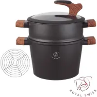 ROYAL SWISS Stoompan - Couscous pan - 24 cm - 6.5L - Inductie - RVS - Stoomkoker met Glasdeksel