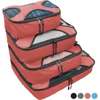 VOLCAN Packing Cubes - Koffer Organizer Set - Backpack en Koffer - 4 Delig - Travel Cubes - Roze