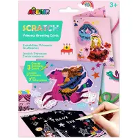 Avenir Scratch Art Wenskaarten - Prinsessen - Met Enveloppen - 3 Stuks - 3 Jaar