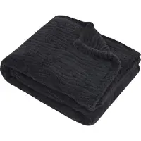 Stof Textiles Plaid / bankdeken / bedsprei Columbia - antraciet - 130 x 160 cm - zachte polyester - 1 persoons