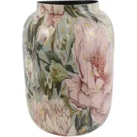 Countryfield Vaas Peony van metaal - Roze/Wit - Ø31 cm - Hoogte 41 cm