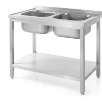 Hendi Spoeltafel | Dubbele spoelbak | Onderschap | RVS | 1000 x 700 x 850 mm