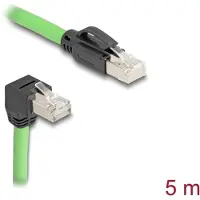 DeLOCK RJ45 Network Cable Cat.6A plug to plug downwards angled SF/UTP suitable for drag chains PUR (TPU) 5 m green