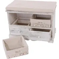 Mendler Bank ladekast met 2 manden 42x62x33cm, shabby look, vintage ~ wit