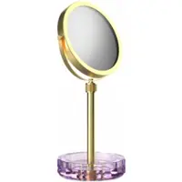 DECOR WALTHER Make-up Spiegel Kristall KSA Met Schaaltje Violet Mat Goud 24 Karaat (4x + 1x magnification)