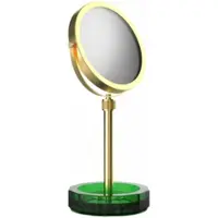 DECOR WALTHER Make-up Spiegel Kristall KSA Met Schaaltje Groen Mat Goud 24 Karaat (4x + 1x magnification)