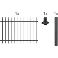 Alberts Metalen hek Uitbreidingsset Chaussee Hoogte: 100 en 120 cm, breedte: 200 cm, om vast te schroeven