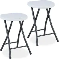 Relaxdays opvouwbare kruk - set van 2 - 46 cm - klapstoel - tuinkruk - wit