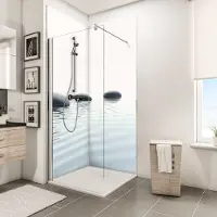 Schulte achterwand - Foto - ZEN - stenen water - 90+90x210 - zelf inkortbaar en zelfklevend - wanddecoratie - muurdecoratie - badkamer wandpanelen - muurbekleding