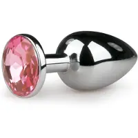 EasyToys Metalen Buttplug - Zilver/Roze - S