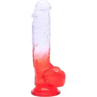 Sunfo - dildo met zuignap en ballen - 21cm - transparant rood