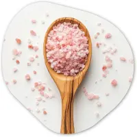 MuchoWow Organische wanddecoratie 90x90 cm - Organisch schilderij Lepel - Zout - Roze - Muurdecoratie woonkamer - Kamer decoratie - Schilderijen - Muurcirkel aesthetic