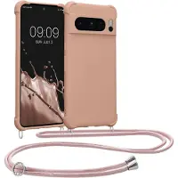 Kwmobile telefoonhoesjegeschikt voor Google Pixel 8 Pro - Hoesje van siliconen met telefoonkoord - In kokosmelk