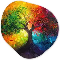 MuchoWow Organische wanddecoratie 60x60 cm - Organisch schilderij Boom - Kleurrijk - Modern - Abstract - Muurdecoratie woonkamer - Kamer decoratie - Schilderijen - Muurcirkel aesthetic
