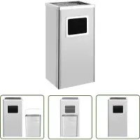 The Living Store Prullenbak Inox - Asbak Hotel - Asbak/prullenbak Hotel 45 L roestvrij staal - Roestvast Staal Prullenbak - Afvalbak Kantoor - Asbak Buitentoepassing