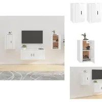 vidaXL Tv-kast - Tv-kasten - Televisiekast - Bijzetkast - Tv-wandmeubels 2 st 40x34,5x60 cm hoogglans wit