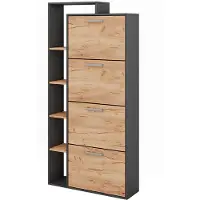 Vicco Orlando Schoenenkantelaar – 80 x 166.1 cm met 4 compartimenten Eik goud/antraciet