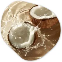 MuchoWow Organische wanddecoratie 40x40 cm - Organisch schilderij Kokosnoot - Water - Beige - Spetters - Muurdecoratie woonkamer - Kamer decoratie - Schilderijen - Muurcirkel aesthetic