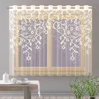 Wisan - Yagmur- jacquard vitrage - Crème Gordijn 150 x150 cm - Curtains - Jacquardgordijnen- Crème - 150 x 150 cm