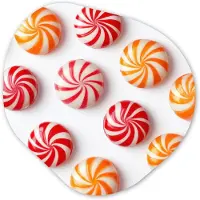 MuchoWow Organische wanddecoratie 60x60 cm - Organisch schilderij Snoep - Patroon - Rood - Oranje - Muurdecoratie woonkamer - Kamer decoratie - Schilderijen - Muurcirkel aesthetic