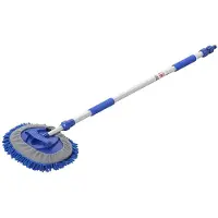 Northix Wasborstel - 2.5 m - Telescopische Steel - Verstelbaar - met Chenille Microvezel - 3D Wasborstelkop - Alleen Gebruiken met Koud Water - Multifunctionele Wasborstel - Blauw