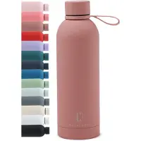 Castagnola Waterfles - RVS Drinkfles 500 ML - Stalen Thermosfles - Drinkflessen voor Volwassenen - Dubbelwandig - Poeder roze