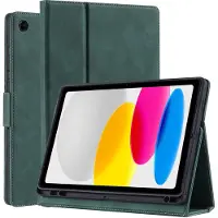 OTronica hoes geschikt voor iPad 2022 hoes 10.9 inch - ipad 10e generatie hoes bookcase met pencil houder premium leren cover - Groen