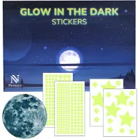 Nuvance - Glow in the Dark Sterren en Maan - 442 Stickers - Muurstickers Kinderkamer