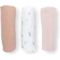 Doomoo Lovely - Set van 3 babydoeken - Biologisch katoen - Superzacht en multifunctioneel - Flower Pink (3 stuks)