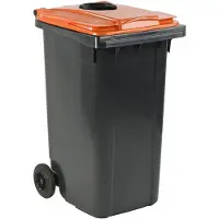 ESE Afvalcontainer 240 liter grijs met oranje deksel en glasrozet